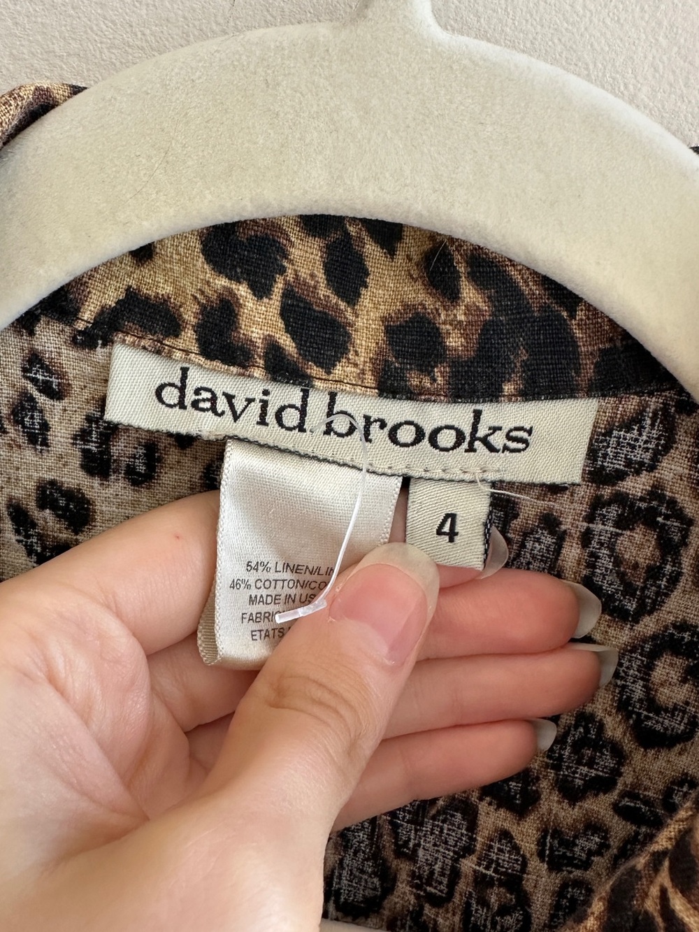 David Brooks Women’s Linen-Cotton Blend Cheetah Print Button Down Shirt, Size 4 - Picture 8 of 16